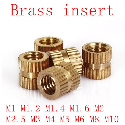 100pcs/50pcs/10pcs M1 M1.2 M1.4 M2 M2.5 M3 M4 M5 M6 M8 M10  Brass insert nut Injection Molding Brass Knurled Thread Inserts Nuts ► Photo 1/6