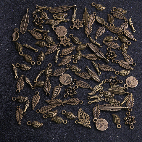 20pcs Vintage Metal Antique Bronze Mix Size/Style Leaf Flower Charms Plant Pendant for Jewelry Making Diy Handmade Jewelry ► Photo 1/2