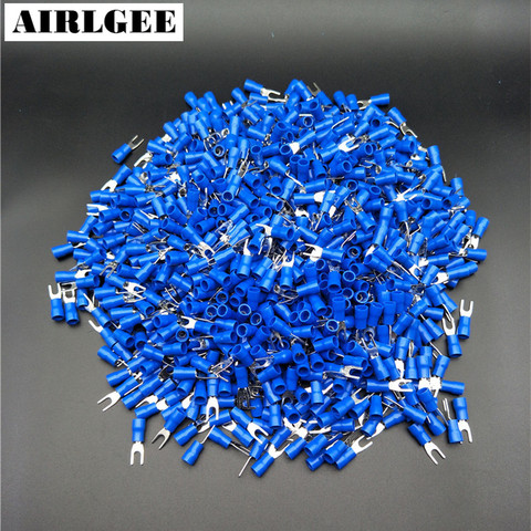 1000 Pcs Blue Pre Insulated Fork Terminals SV2-3 for AWG 16-14 Wire #4 Bolt Free shipping ► Photo 1/3