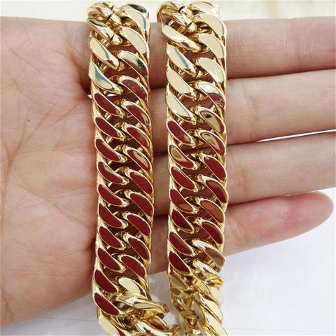 Granny Chic 10mm IP Gold Filled Heavy Stainless Steel Double Curb Cuban Link Rombo Chain Necklaces for Men Jewelry ► Photo 1/6