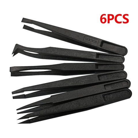 Portable Black Straight Bend Anti-static Plastic Tweezer Heat Resistant Repair Tool Free Shipping ► Photo 1/3