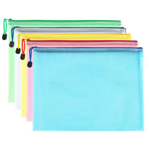 10 pcs/lot Pen bags Gridding Waterproof Zip Bag Document Pen Filing Products Pocket Folder Office & School Supplies Plastic Bag ► Photo 1/6