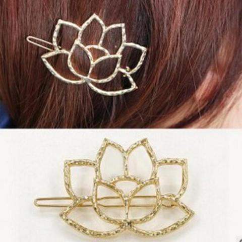 2017 New Fashion Heart Like Lotus Flowers Qingwen Art Metal Lotus Modeling Retro Hairpin Hair Clip Bridal Hair Jewelry Hair Pins ► Photo 1/4