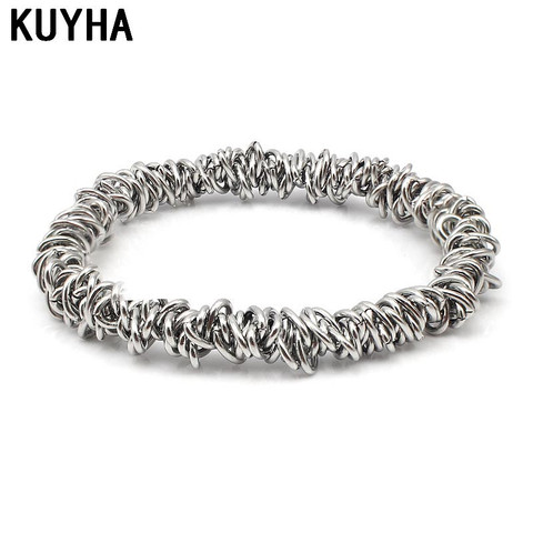 Stainless Steel Chain Link Silver Color Charm Stretch Bracelet Fashion Elastic Stretchy Bangle Bracelets for Women ► Photo 1/6