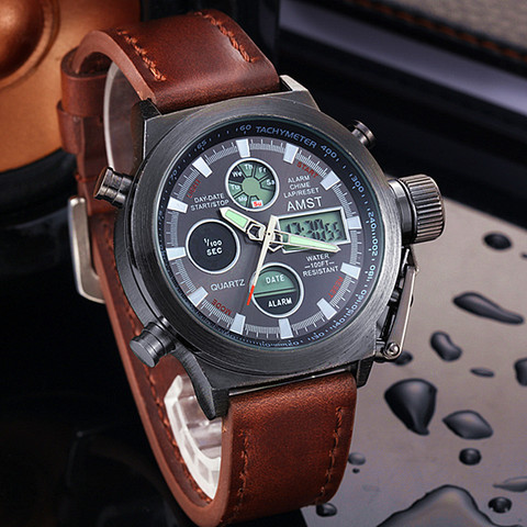 2022 New AMST Watches Men Luxury Brand 5ATM 50m Dive LED Digital Analog Quartz Watches Male Fashion Sport Military Wristwatches ► Photo 1/6