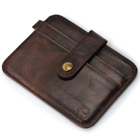 Men Genuine Leather Slim Wallet Male Small Purse Mini Money Bag Walet Thin Portomonee carteras Man's Wallet ► Photo 1/6