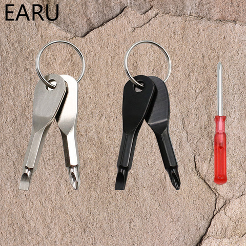 New Stainless Steel Mini Keychain Pocket Tool Slotted Phillips Screwdriver Set EDC Outdoor Multifunction Key Shape Ring Auto Car ► Photo 1/6