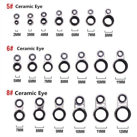 80 PC Ceramic Fishing Rod Pole Guides Tips Top Eye Rings Repair