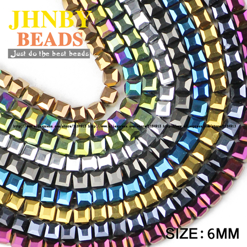 JHNBY Square shape Austrian crystal beads High quality quadrate ball 6mm 50pcs glass Loose beads for Jewelry bracelet making DIY ► Photo 1/4