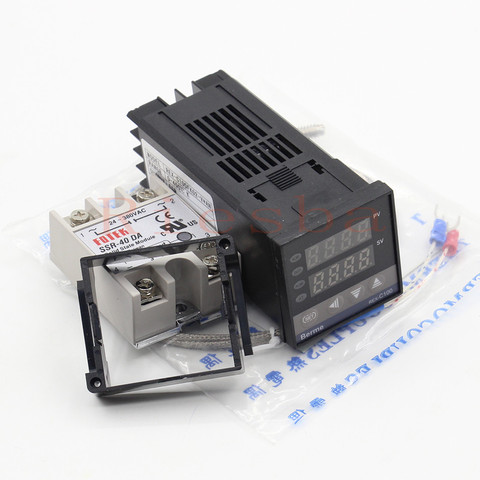 Digital Temperature Controller Thermostat REX-C100 + Max 40A SSR Relay + K Thermocouple Probe ► Photo 1/4