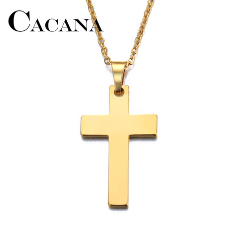 CACANA Stainless Steel Necklace For Women Man Lover's Cross Gold And Silver Color Pendant Necklace Engagement Jewelry ► Photo 1/6