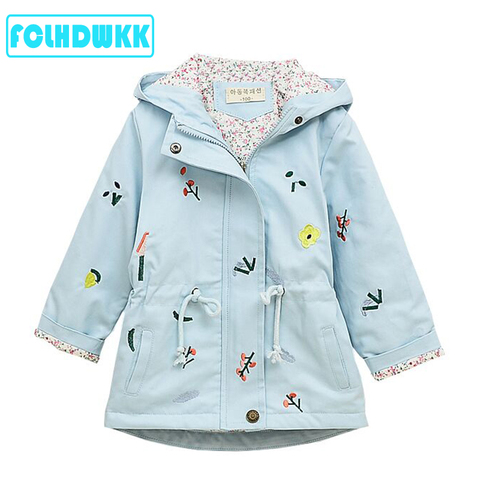 2022 Spring Autumn Girls Windbreaker Coat Jackets Baby Kids Flower Embroidery Hooded Outwear For Baby Kids Coats Jacket Clothing ► Photo 1/6