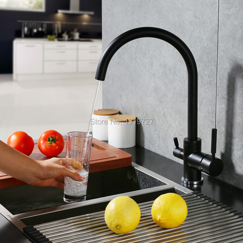Newly Osmosis Water Filter Three way Sink Taps Mixer Swivel Water Purification 3 In 1 Kitchen Faucets Matte Black/Brushed Nickle ► Photo 1/6