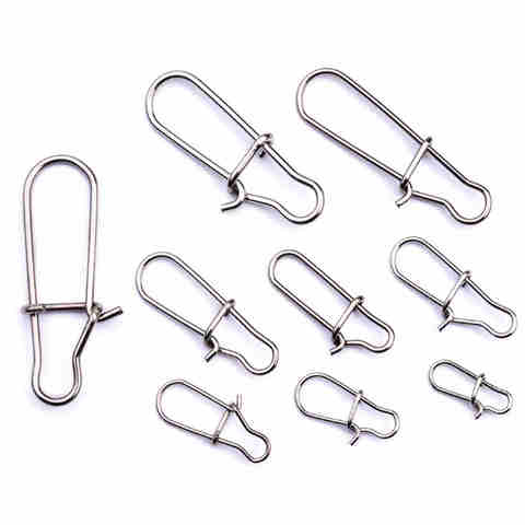 100PCS/Lot Hooked Snap Stainless Steel 0#-8# Fishing Barrel Swivel Safety Snap Hook Lure Accessories Connector Snap Pesca ► Photo 1/6