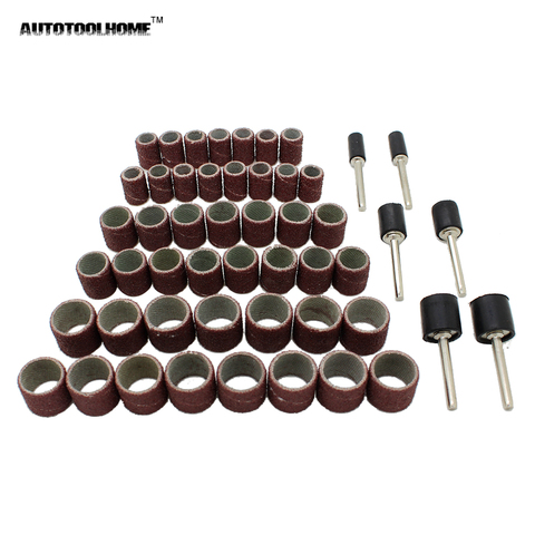 AUTOTOOLHOME 80Grit Drum Sanding Sandpaper Circle Kit Polishing Nails For Dremel Rubber Drum Mandrel 1/2 3/8 1/4 inch Grinder ► Photo 1/6