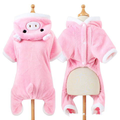 Warm Dog clothes pink pig Cosplay costume pet dog coats hoodies four feet jumpsuit autumn and winter loaded pet clothing ► Photo 1/5