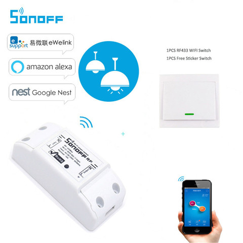 Sonoff 433mhz WiFi Wireless Smart DIY ON/OFF Switch Module 10A Smart Home with free Position Wall Switch Work with Alexa/Nest ► Photo 1/6