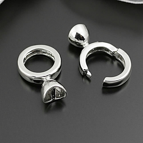 (28874)5 Sets full length 38MM,ring 14MM Imitation Rhodium Brass Connect Clasps for Leather Rope Jewelry Findings Accessories ► Photo 1/3