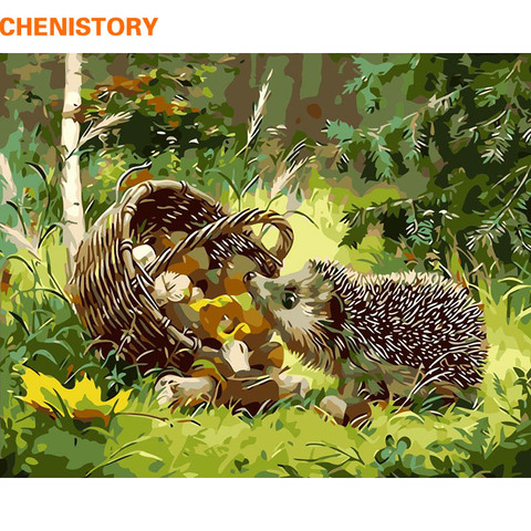 CHENISTORY DIY Painting By Numbers Hedgehog Animals Modern Wall Art Picture Hand Painted Oil Painiting On Canvas For Gift 40x50 ► Photo 1/6