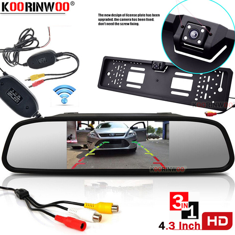 Koorinwoo Car License Plate Parking Kit With 4.3 Inch TFT LCD Car Monitor Rearview Mirror Display Reverse Parking Camera System ► Photo 1/6