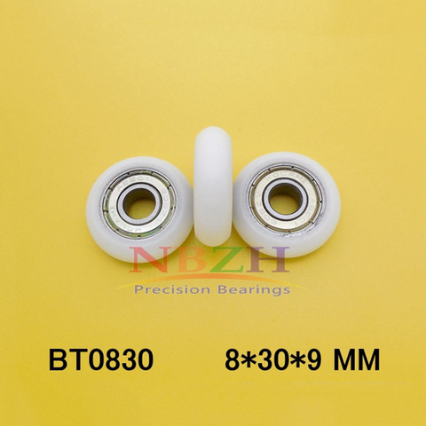 BT0830 608ZZ 608Z 608 Nylon wheel hanging / ball bearing with pulley wheel for doors and windows 8*30*9MM ► Photo 1/2