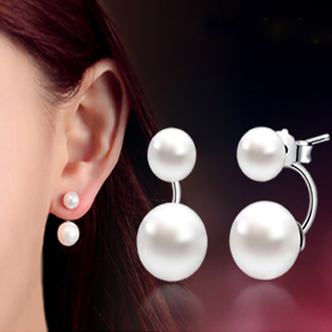 Fashion Double Pearl Stud Earrings Jewelry 925 sterling silver Earrings For Women Korea Ear Jewelry Gift New 2022 oorbellen ► Photo 1/6