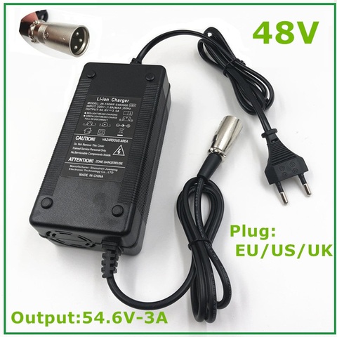 54.6V3A Charger 54.6V 3A Electric Bike Lithium Battery Charger for 48V Li-ion Lithium Battery Pack  XLR Plug  54.6V3A Charger ► Photo 1/6