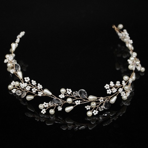 New Fashion Pearl Flower Vine Tiara Bride Head Chain Bridal Headbands Hair Ornaments Wedding Hair Accessories ► Photo 1/6