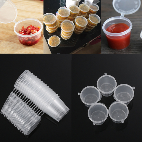 25Pcs 25/27/45ml Disposable Plastic Takeaway Sauce Cup Containers Food Box with Hinged Lids Small Pigment Paint Box Storage ► Photo 1/6