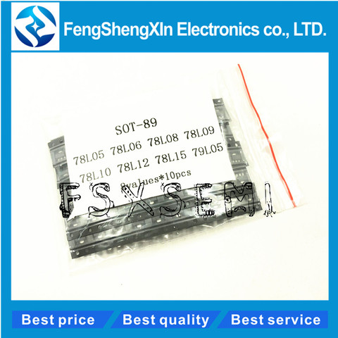 8values X10pcs=80pcs SOT-89 SMD transistor Assorted KIT 78L05 78L06 78L08 78L09 78L10 78L12 78L15 79L05 ► Photo 1/1