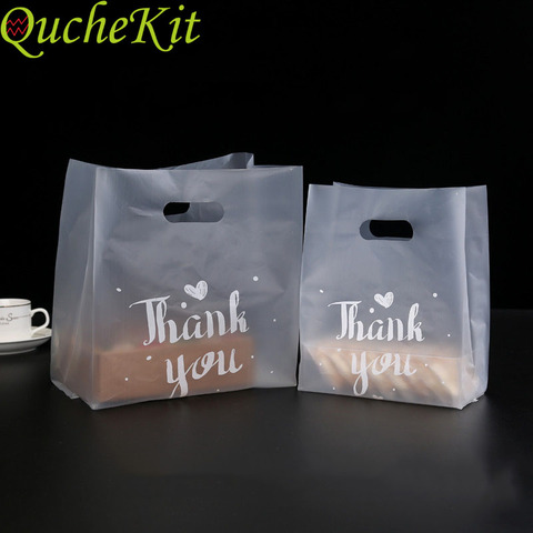 50pcs Thank you Plastic Gift Bags Plastic Shopping Bags With Handle Christmas Wedding Party Favor Bag Candy Cake Wrapping Bags ► Photo 1/6
