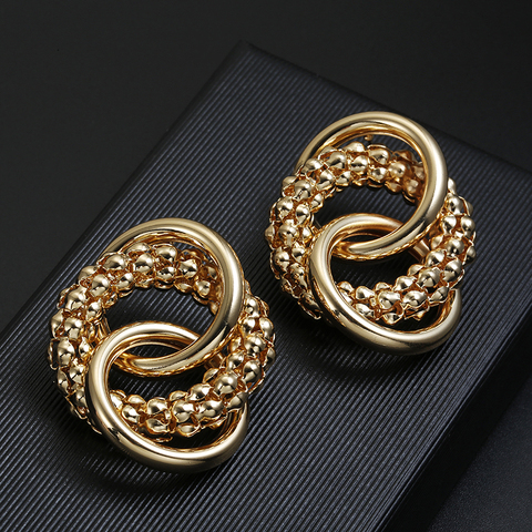 2022 New Exaggerated Big ZA Clip on Earrings Non Pierced Ear Clips Gold Metal Vintage Earring for Women Wedding Party Jewelry ► Photo 1/6
