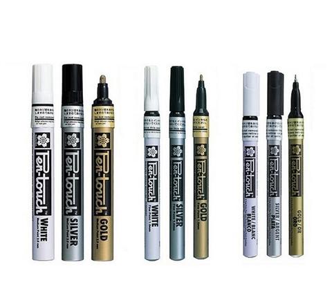 SAKURA Pen-Touch Metallic Markers Opaque Oil Paint Pens 0.7 mm 1.0 mm 2.0 mm White Gold Silver Japan ► Photo 1/3