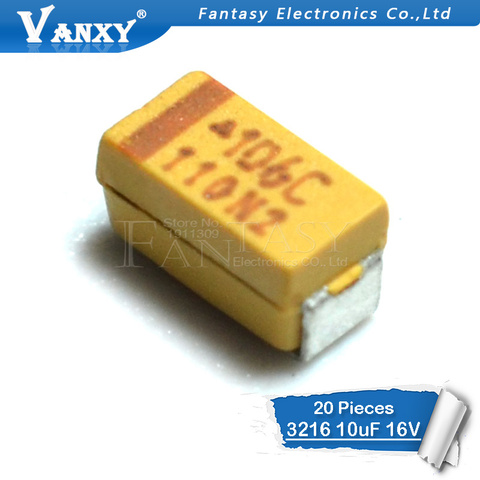 20pcs A 3216 10uF 10V 106 106C SMD tantalum capacitor ► Photo 1/1