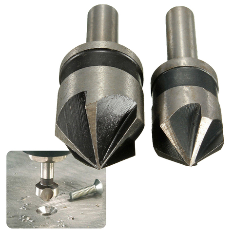 2PC 1/4 Shank 82 Degree Point Angle Countersink Chamfer Cutter 5 Flute Countersink Drill Bit Set ► Photo 1/5