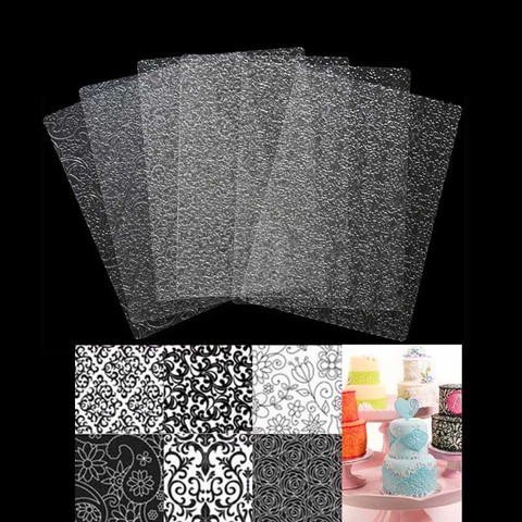 6pcs Bakeware Texture Sheet Set Cookie Texture Mat Sugar Craft Decoration   Baking Tools Fondant Cake Mold  Transparent Texture ► Photo 1/6