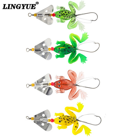 2014 New frogs Fishing Lure Set 4pcs/LOT Rubber Soft Fishing Lures Bass SpinnerBait spoon Lures carp fishing tackle ► Photo 1/6