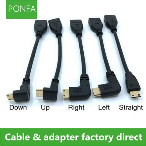 Up Down Right Left Angled Mini HDMI to HDMI Male to Female Cable 10cm for Laptop PC HDTV Type C hdmi mini hdmi Angle adapter ► Photo 1/1