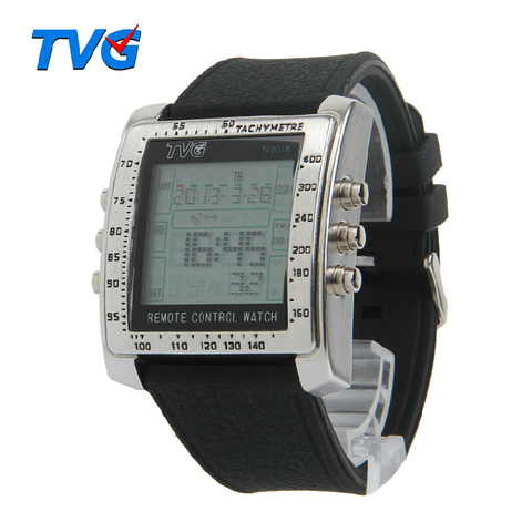 TVG Remote Control Alarm TV DVD Remote Military Watch For Men Digital Stainless Steel Case Rubber Strap Sports Watches ► Photo 1/6