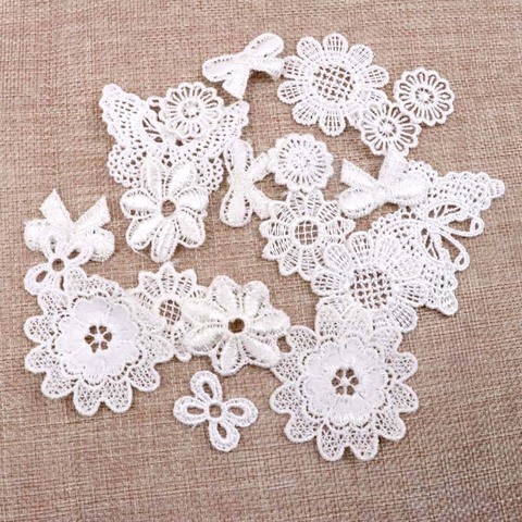Mix Vintage White Flower Embroidery Lace Fabric Appliqued Sewing Patch Ribbon Lace Fabric Garment Accessory Decoration 10-50pcs ► Photo 1/6