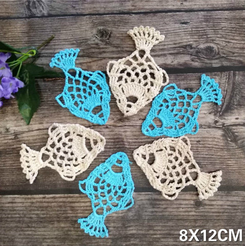 5PCS Modern Handmade Crochet Fish Shape Table Knitting Cotton Lace Tea Cup Mat Mug Pad Drink Glass Coasters Set Doily Kitchen ► Photo 1/5