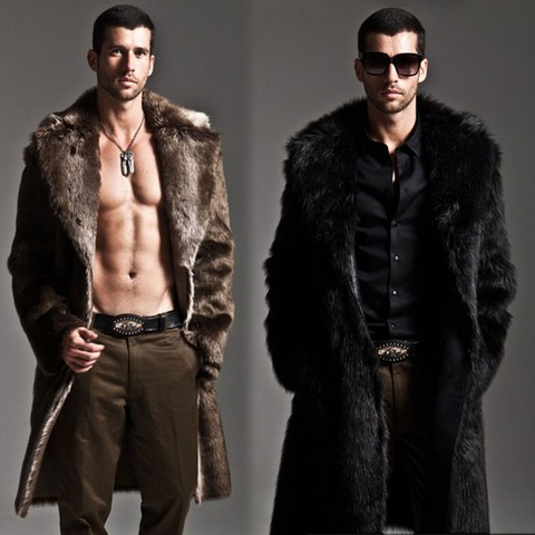 Men Fur Coat Winter Faux Outwear, Genuine Fur Coat Mens