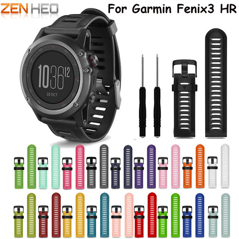 Colorful 26mm Outdoor Sport Silicone Wrist Strap Replacement Bracelet Watchband for Garmin Fenix 3 HR Watch Band ► Photo 1/6