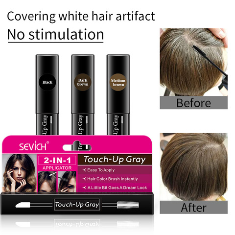 One-Time Hair dye Instant Gray Root Pen dye black hair 2-in-1 easy to apply 2 brush heads dark brown touch-up dye white hair ► Photo 1/6