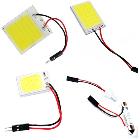 18 24 48 Chips 3W COB LED Auto Dome Panel Light Car Interior Reading Lamp Roof Bulb With T10 W5W C5W C10W Festoon 2 Adapter Base ► Photo 1/5