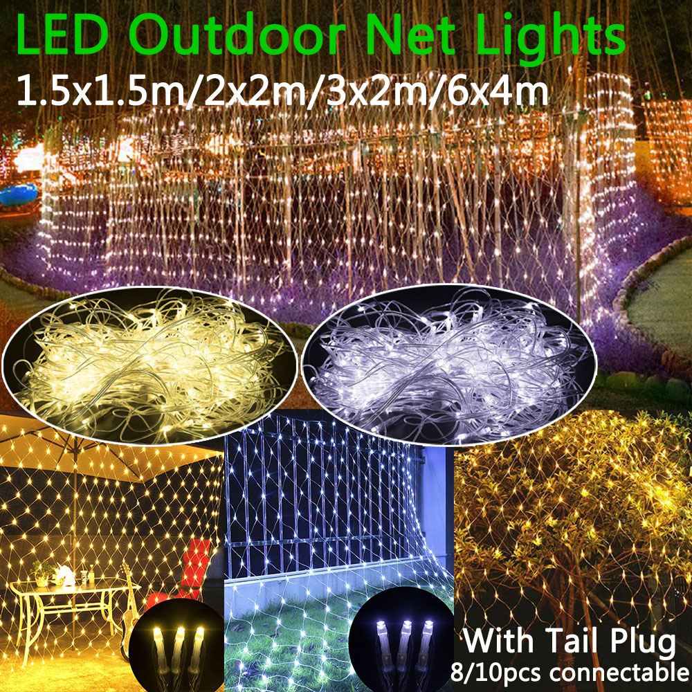 Lights Mesh Christmas Fairy Lights Decoration Outdoor LED Net Light Garden  Decorative Waterproof 220V 110V Wedding Party Holiday