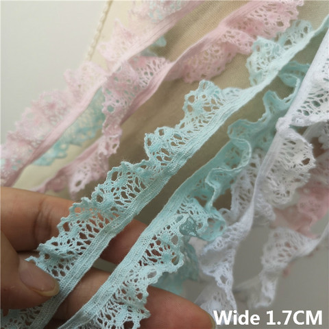 1.7CM Wide Cotton Lace Applique Collar Embroidery Ribbon Lace Elastic Ruffle Trim For Dress Guipure Sewing On Clothes DIY Crafts ► Photo 1/5