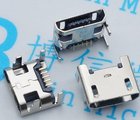 50pcs Micro USB connector 5pin seat Jack Micro usb DIP4 Legs Four legs Inserting plate seat mini usb connector For Mobile phone ► Photo 1/1