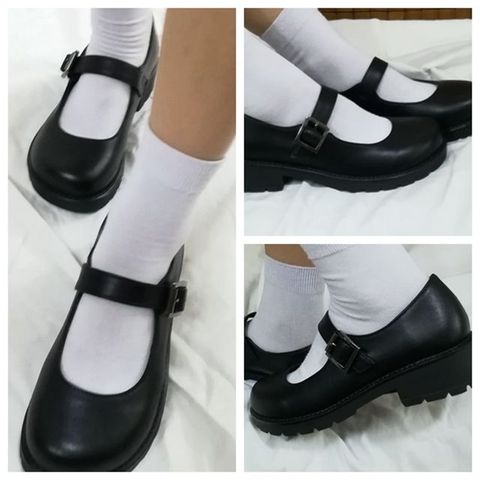 Japanese School Students Uniform Shoes Uwabaki JK Round Toe Buckle Trap Women Girls Lolita Cosplay Med Heels G10 ► Photo 1/6