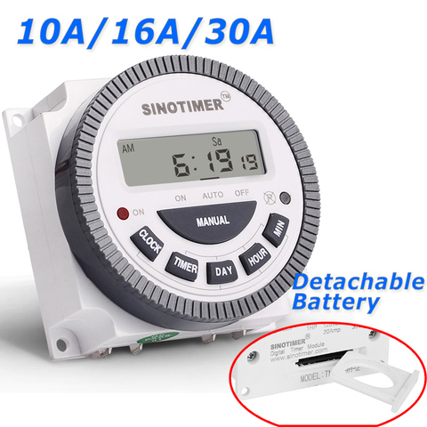 TM-619H-2 30A 230V AC 7 Days Weekly Programmable Time Relay Digital Timer Switch Output 220V Voltage Detachable Battery Type ► Photo 1/6
